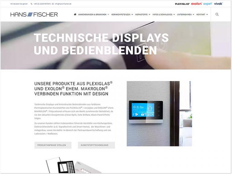Screenshot Hans Fischer - neues Webdesign nach Relaunch